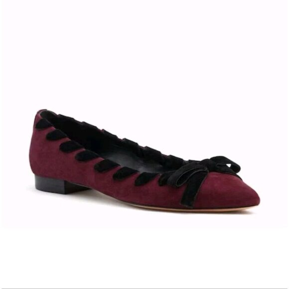 KATE SPADE | Kalani Flats Pointed Toe Red Black Sz 6.5M - Picture 1 of 5